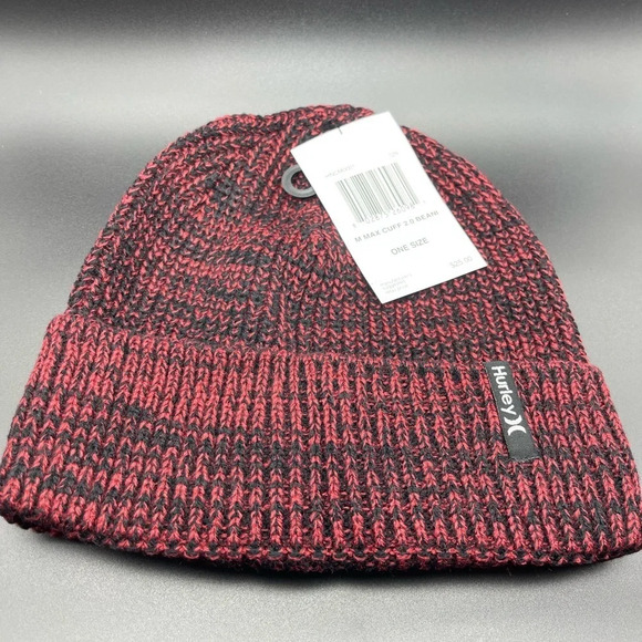 🎉HOST PICK🎉HURLEY Max Cuff 2.0 Beanie in Black and Red, OS, NWT - Picture 2 of 7